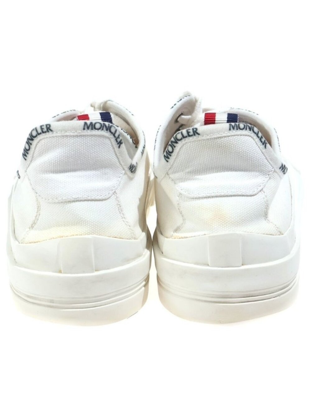 Moncler Glissiere Logo Tricolor Canvas Low Cut Sneakers White - Picture 3 of 6